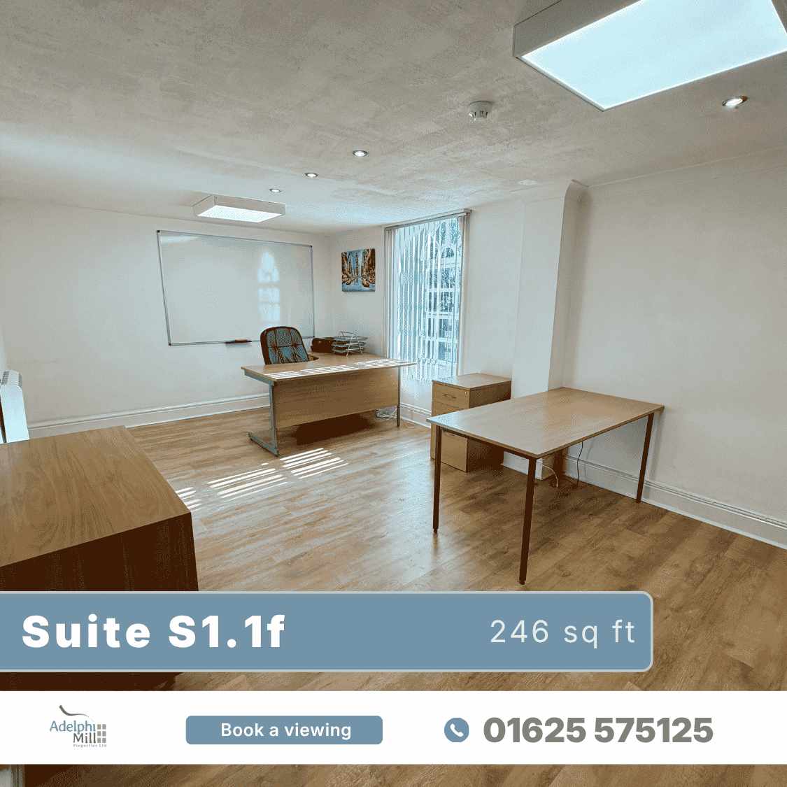 2-4 person office at Adelphi Mill Bollington, next to the Canal